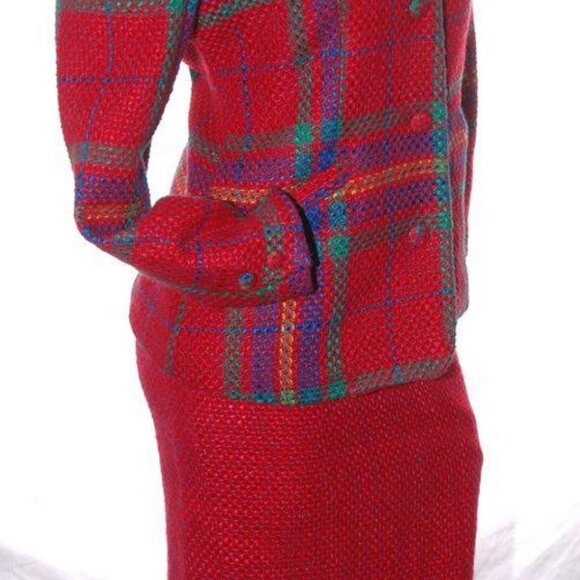 ♥ Vintage 2 Pc. Dress Suit Pencil Skirt Blazer Jacket Set Wool Blend - Picture 7 of 14